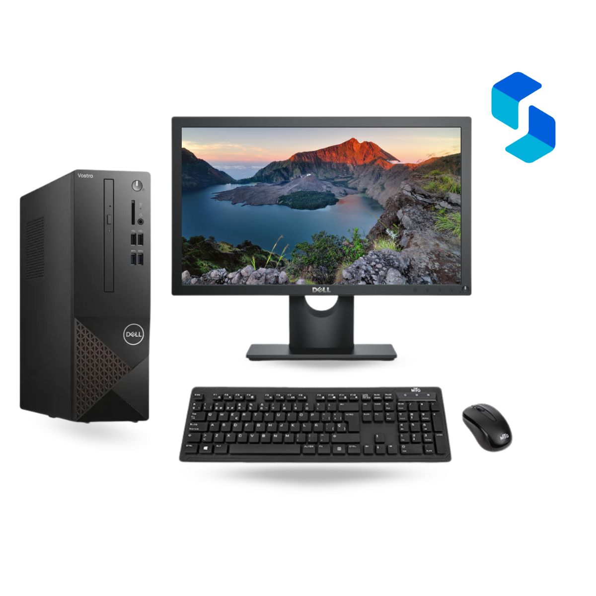 Dell Vostro 3681 Core i7-10700 usado, vista frontal del computador de escritorio compacto y potente.