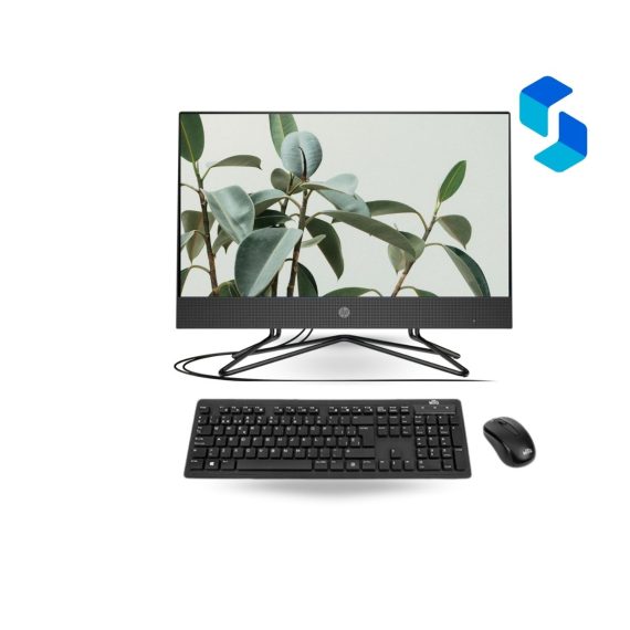 HP 200 G4 AIO Core i3-10110U usado, vista frontal del computador todo en uno de 21.5 pulgadas.