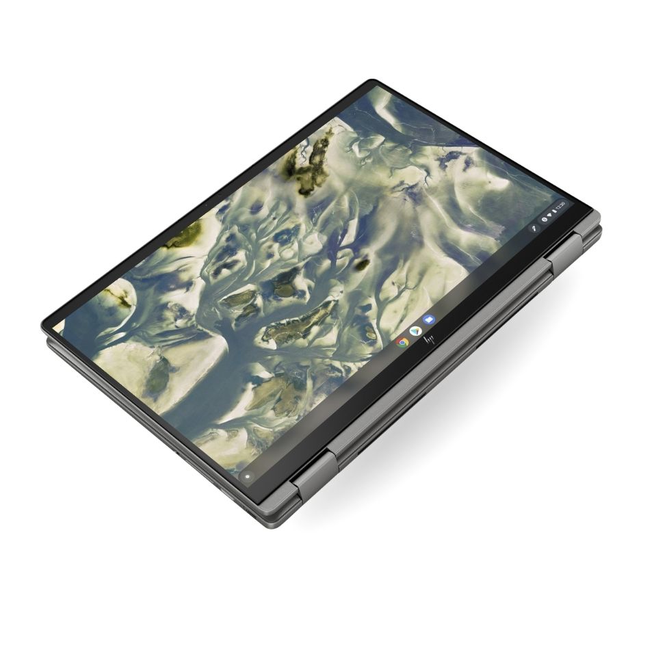 HP Chromebook x360 Pentium 4415U usado, pantalla táctil en modo tablet.