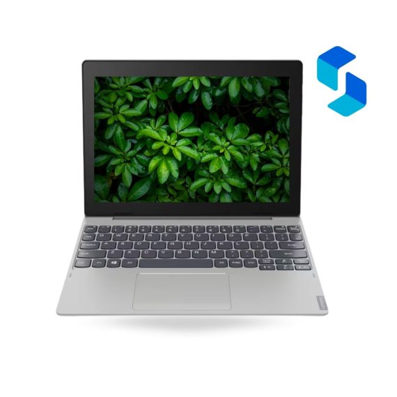 Lenovo IdeaPad D330-10IGL usada, vista frontal del dispositivo 2 en 1 con teclado.