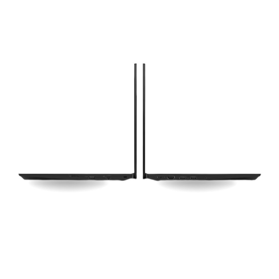 Vista lateral del Lenovo ThinkPad E495 usado con AMD Ryzen™ 7 3700U mostrando sus puertos de conexión.